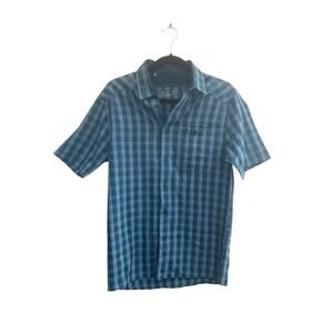 Under Armour Men's FITTED Drift Tide 2.0 Short Slv Blue Plaid Shirt Small #6429